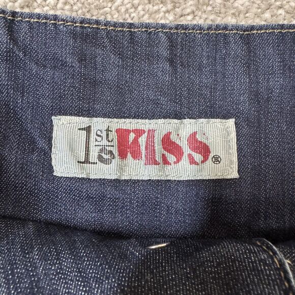 1st Kiss Denim Shorts Womens 7 Dark Wash High Rise Triple Button Cuffed Cute - Picture 5 of 11